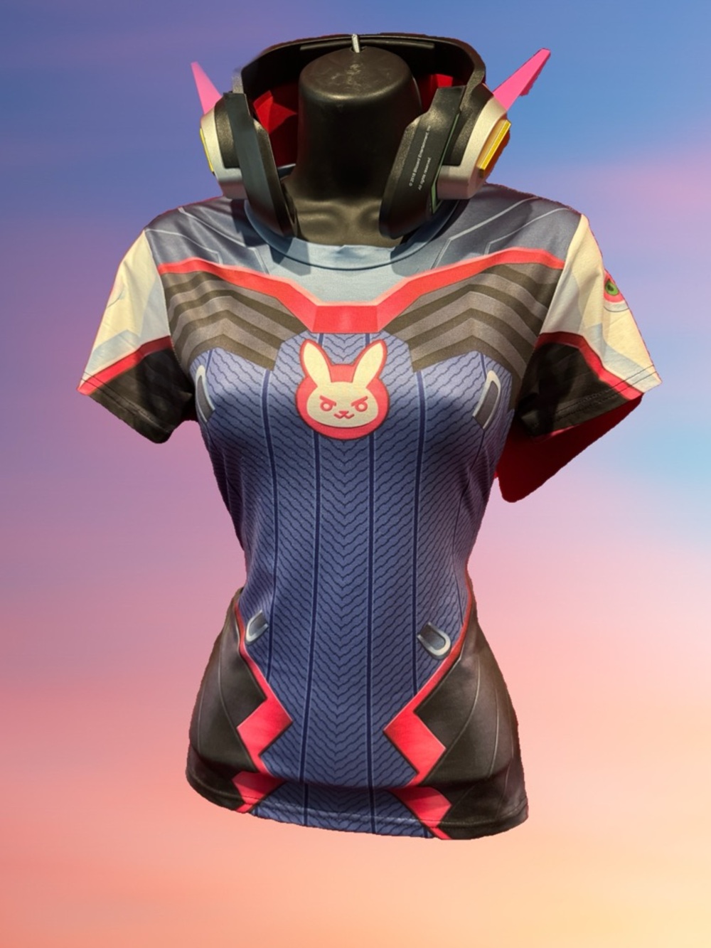 Overwatch D.Va Graphic Gaming Tee BUNDLE with Fake Headphones